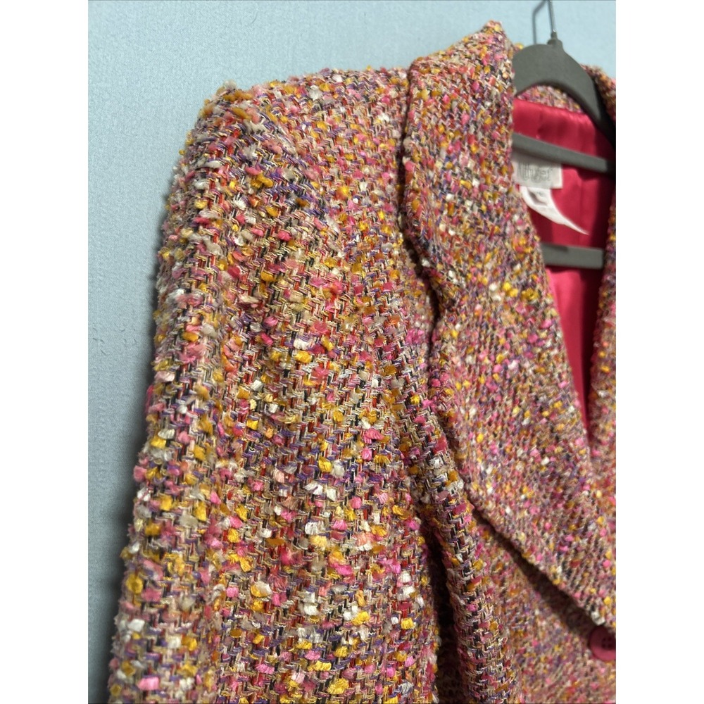 Vintage Althuser Womans 100% Silk Button Up ‎ Tweed Blazer Lined Pink Size 2 - Picture 2 of 16